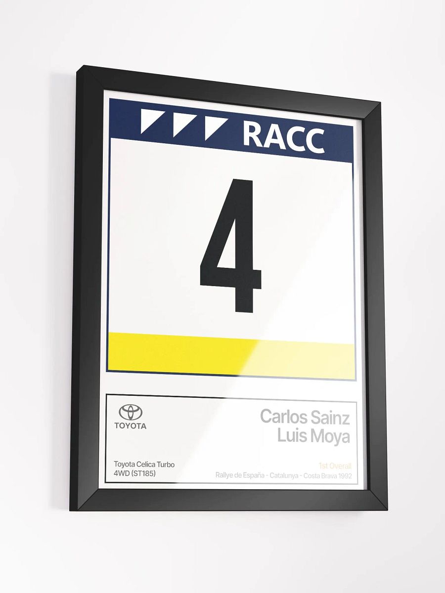 Framed A3 Print / Carlos Sainz / 1992 Rallye de España - Catalunya - Costa Brava Number 4 product image (3)