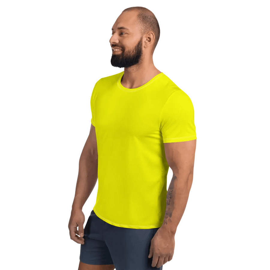 Plain Color Yellow Athletic T-Shirt product image (7)