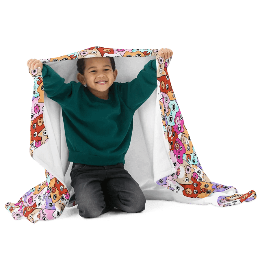 Whimsical Cat Faces and Doughnuts Throw Blanket product image (11)