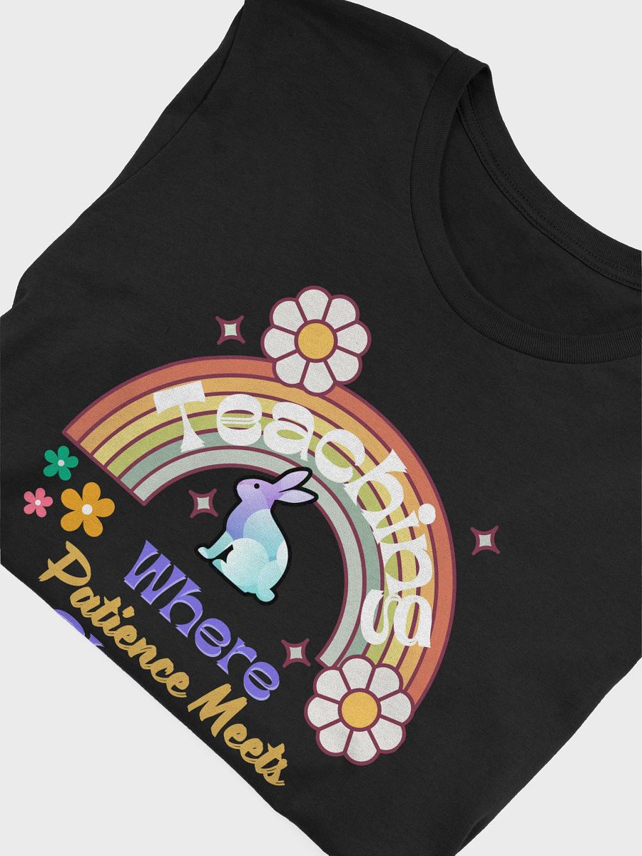 Bunny Teaching Where Patience Meets Chaos, Teachers Bella Canvas T-shirt product image (1)