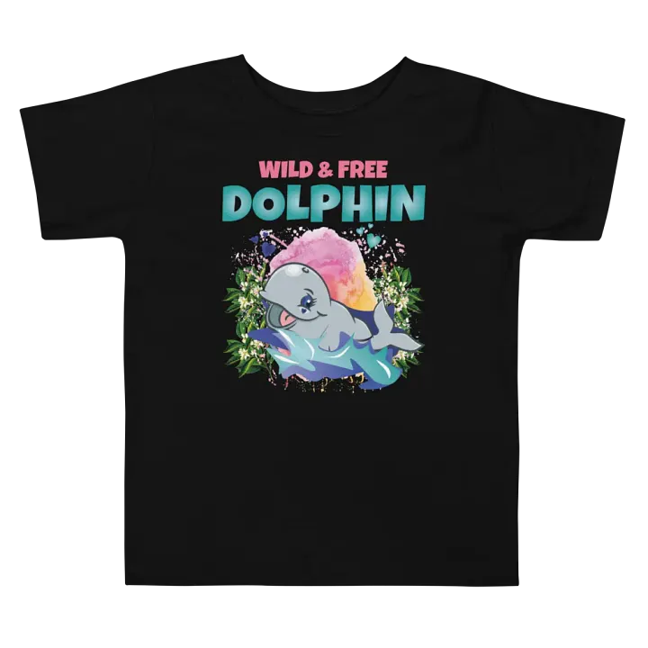 Dolphin Wild and Free Colorful Funny Cute Bella+ Canvas Toddler T-Shirt – Fun Gift for Kids product image (2)