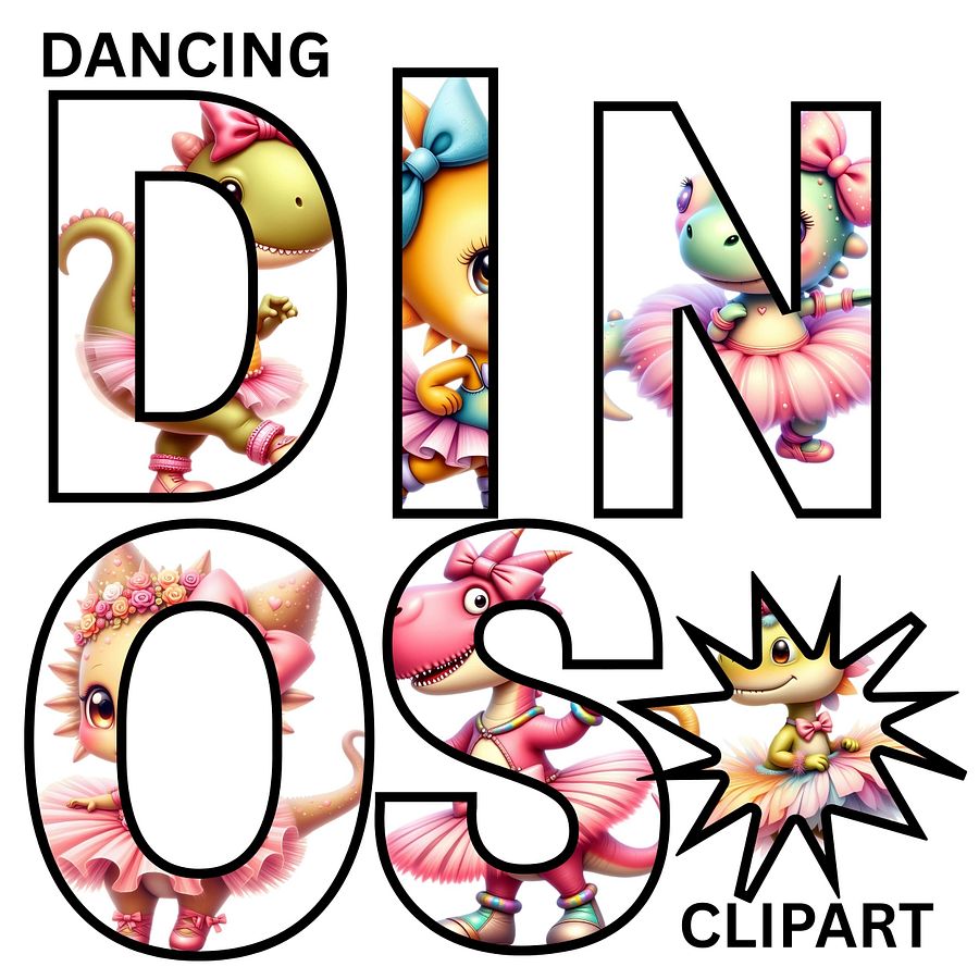 Dancing Dinos Dinosaurs PNG Clipart product image (1)
