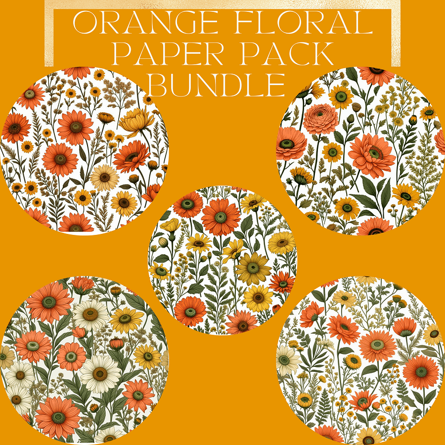 Orange Floral Paper Pack Bundle product image (1)