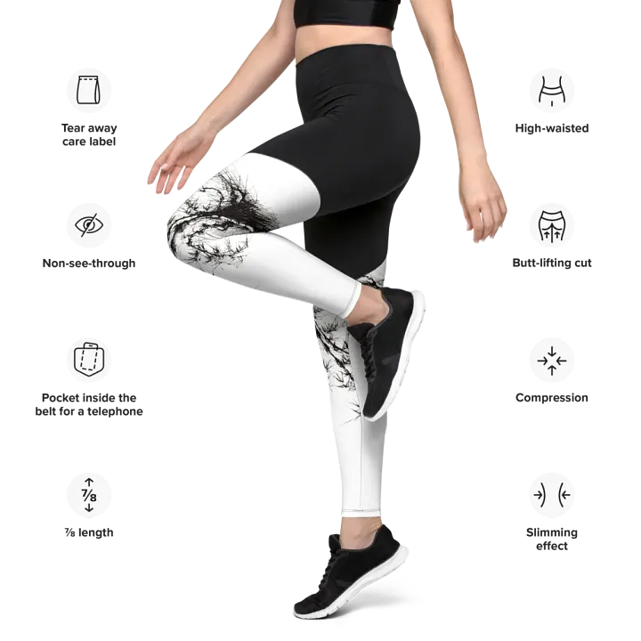 Bamboo Root All-Over Print Sports Leggings product image (2)