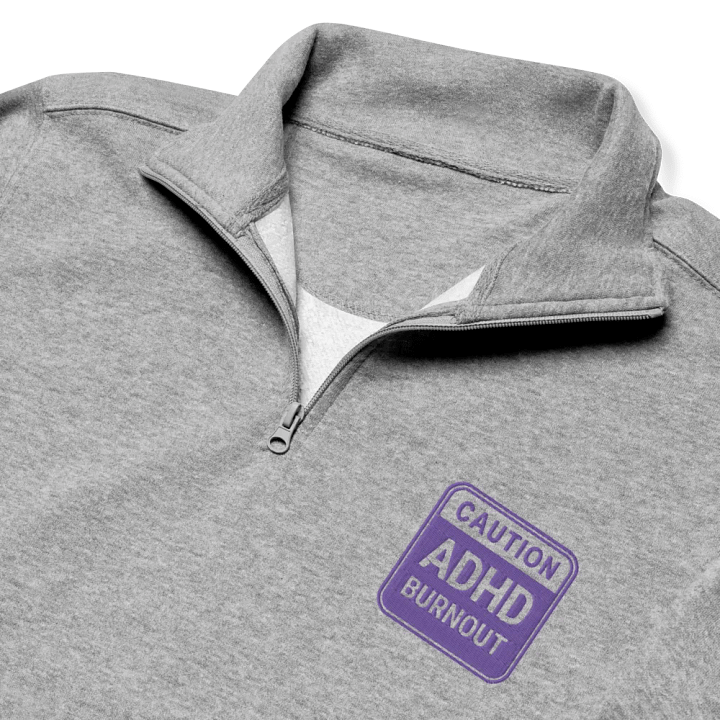 CAUTION: ADHD BURNOUT (purple outline) embroidered quarter zip product image (6)