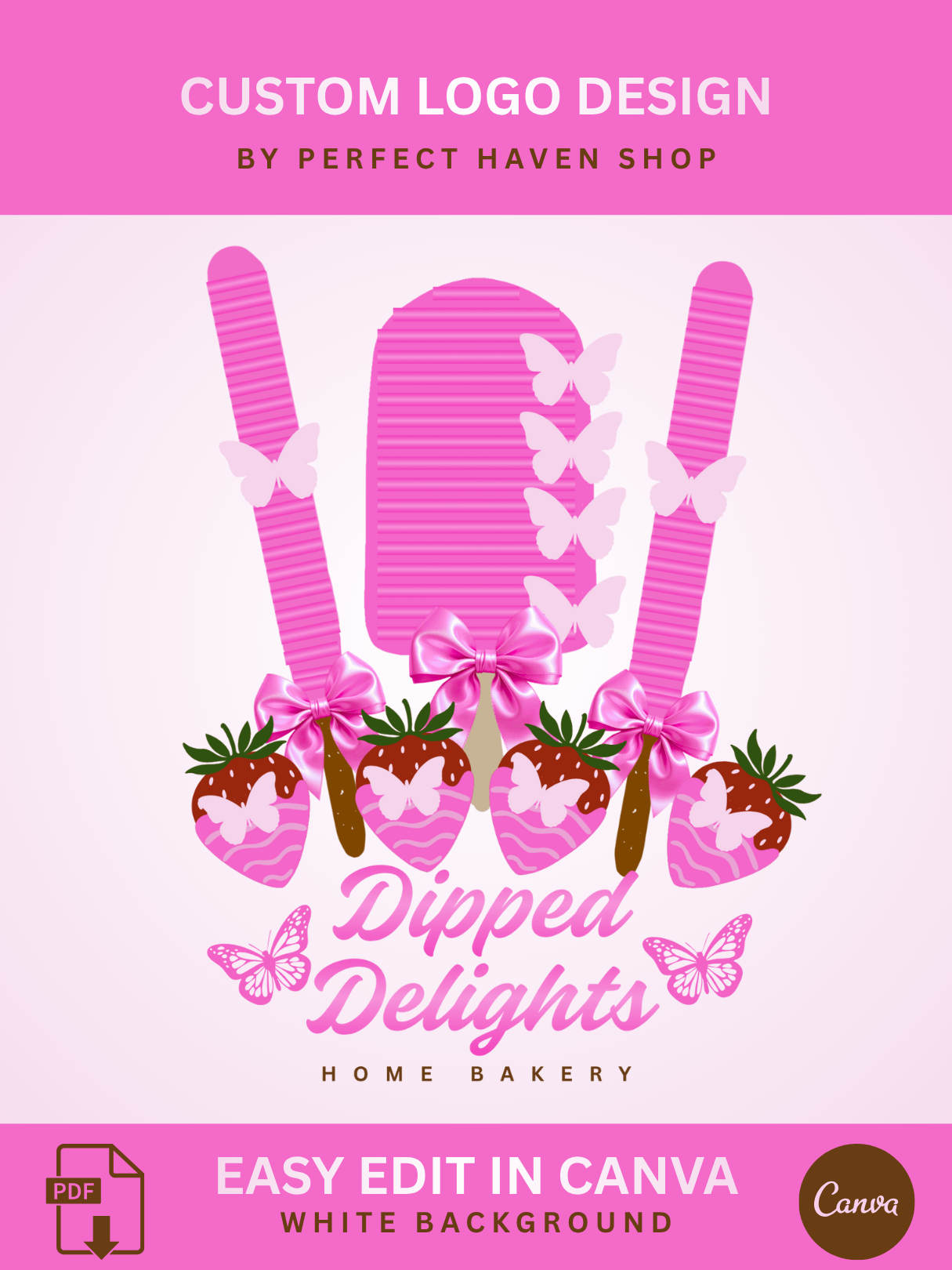 Logo Design - Dipped Delight - Digital Download - Edit in Canva product image (1)