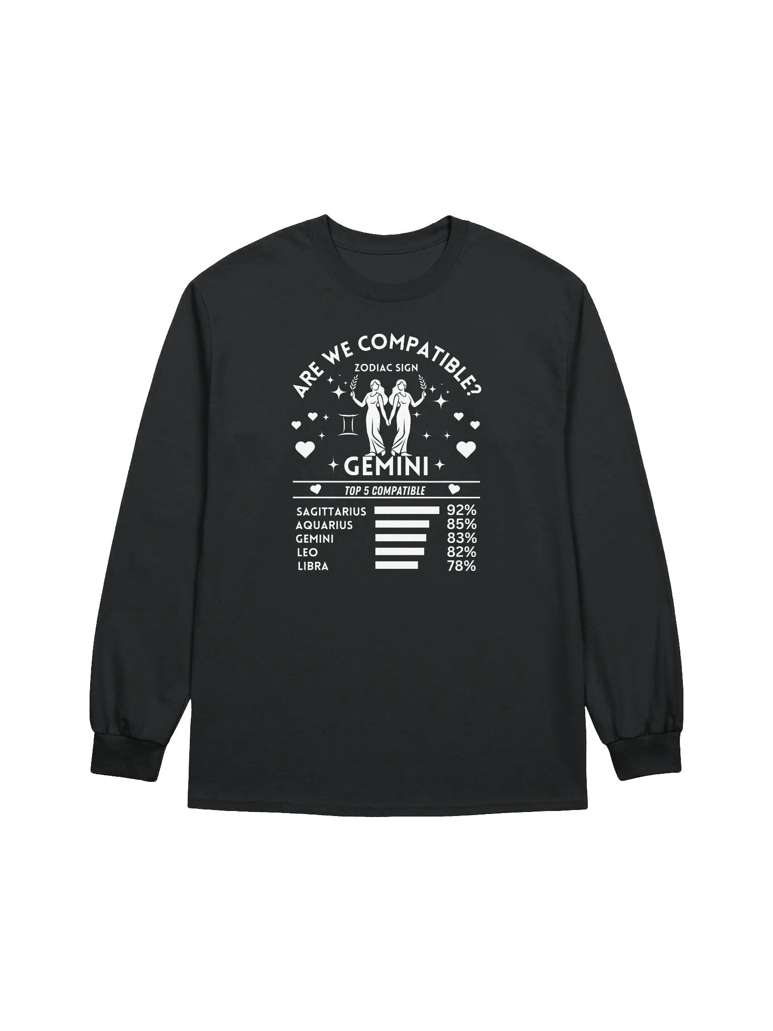 Gemini Zodiac Sign Romantic Compatibility - Gildan Ultra Cotton Unisex Long Sleeve T-Shirt - Dark Colors product image (2)