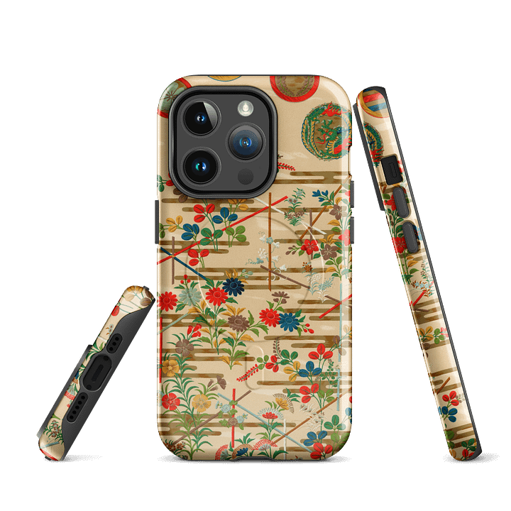 Vintage Japanese Flower Pattern Tough MagSafe® iPhone® Case product image (3)