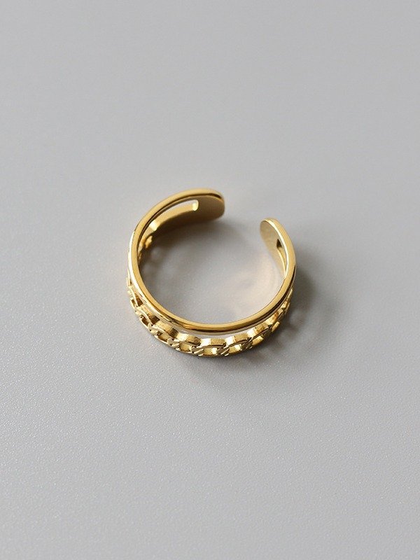 Chain Link Adjustable Ring | 18K Gold Plated product image (7)