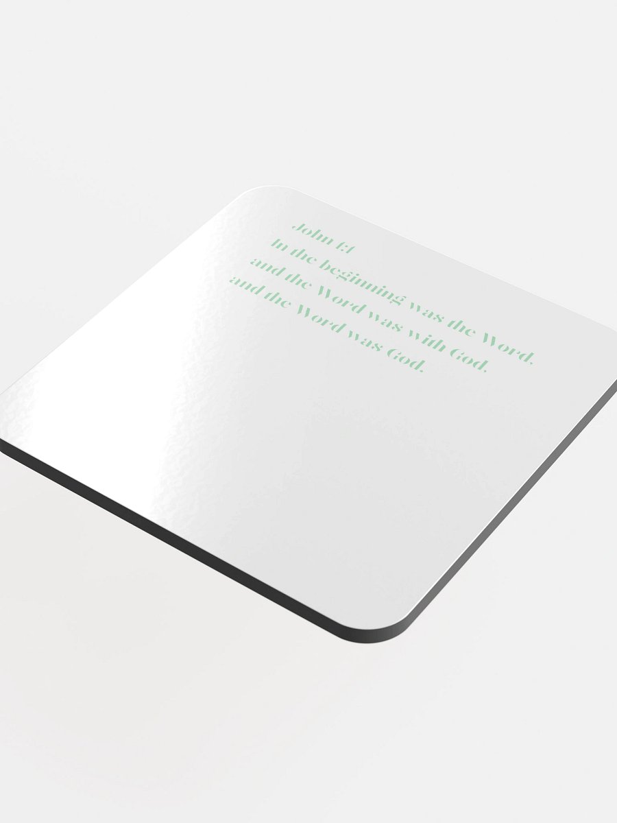 John 1:1 Verse Green Glossed Cork Coaster product image (4)