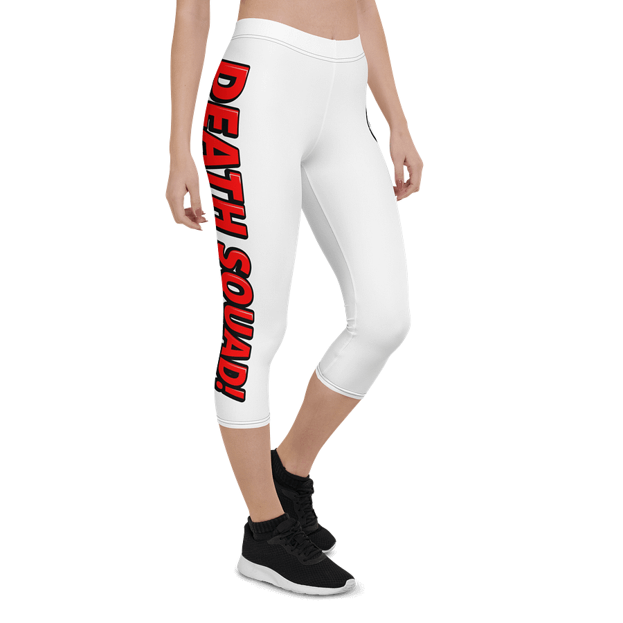 Death Squad Superhero Red Capri Yoga Pants White product image (1)