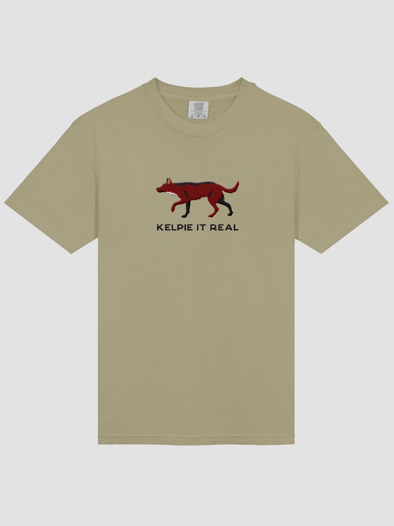 Kelpie It Real T-Shirt(Embroidered) of an Australian Kelpie(Brown) product image (6)