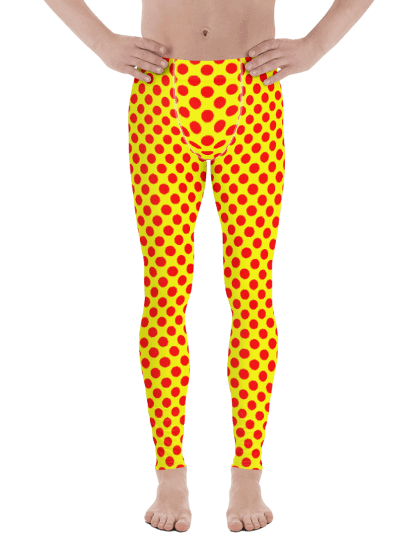 Red Polka Dots on Yellow Men's Leggings product image (1)