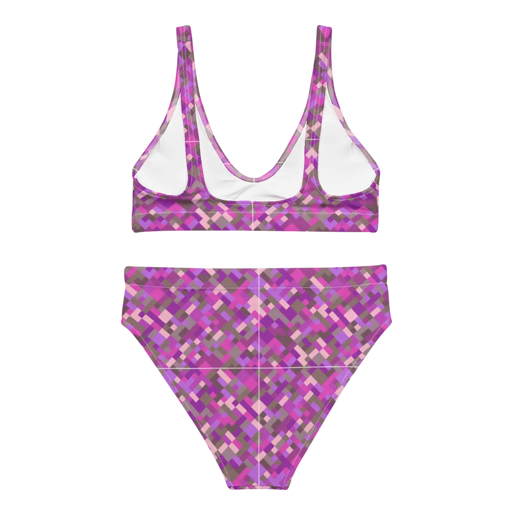 Colorful Mosaic Pattern Design High Waisted Bikini - v5 product image (2)