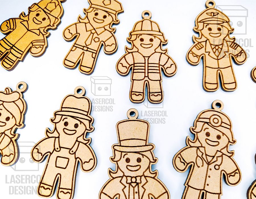 Gingerbread Cookies Christmas Ornaments Set 4 - Laser Cut Files product image (10)