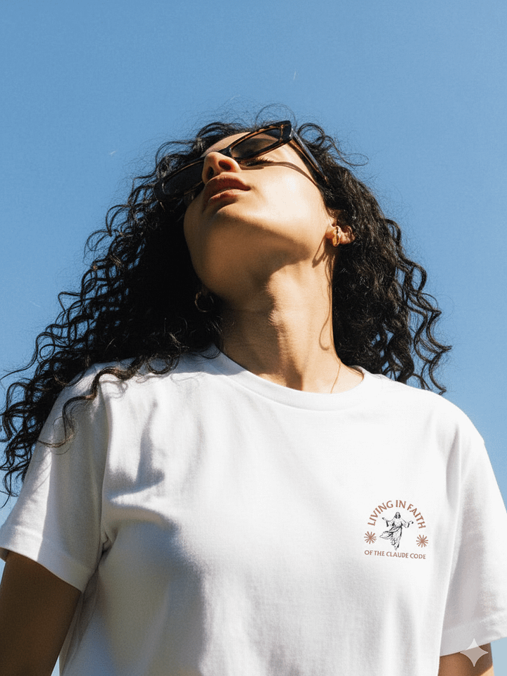 "Living in Faith of the Claude Code" t-shirt - 100% cotton product image (2)