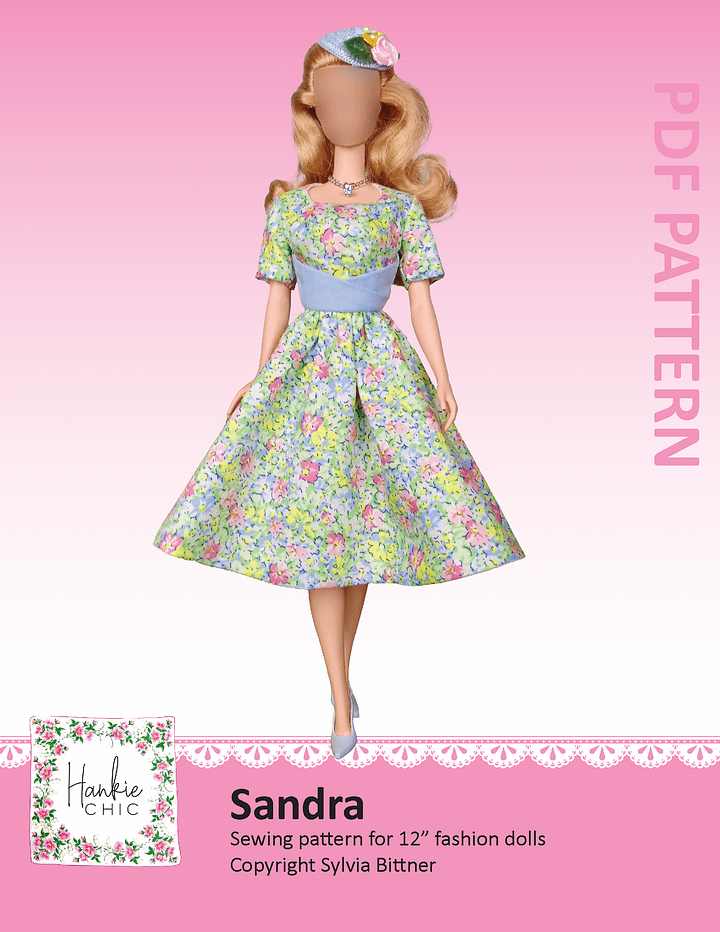 Sandra sewing pattern for 12" fashion dolls product image (1)