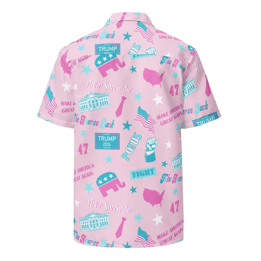 Trump 2024 Republican Pink Pattern Unisex Hawaiian Shirt - Patriot Trump Supporter Make America Great Again product image (8)