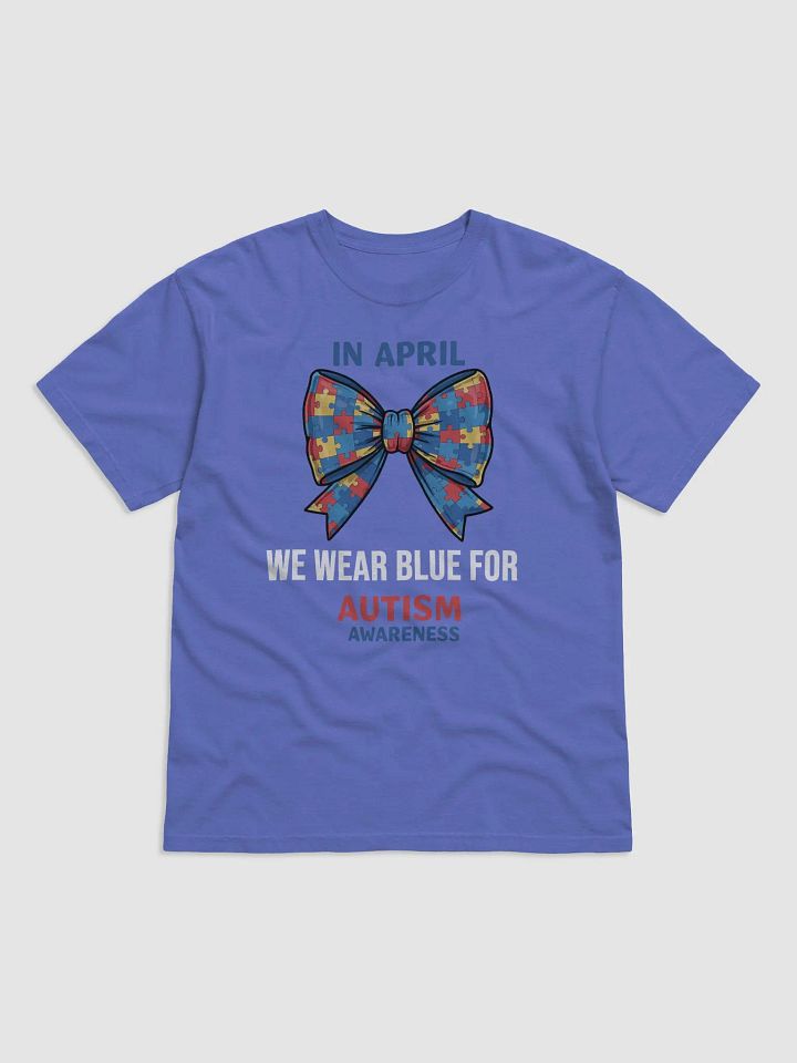 In April We Wear Blue - Autism Awareness Bow Puzzle T-Shirt product image (17)
