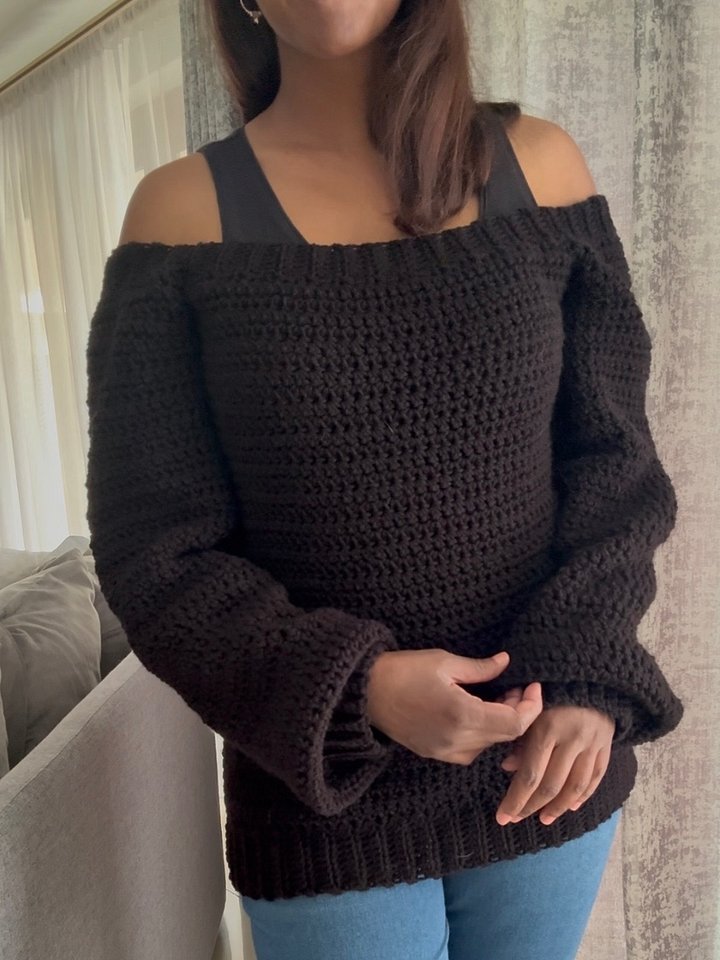 Crochet Raglan Off the Shoulder Sweater CHART ONLY product image (1)