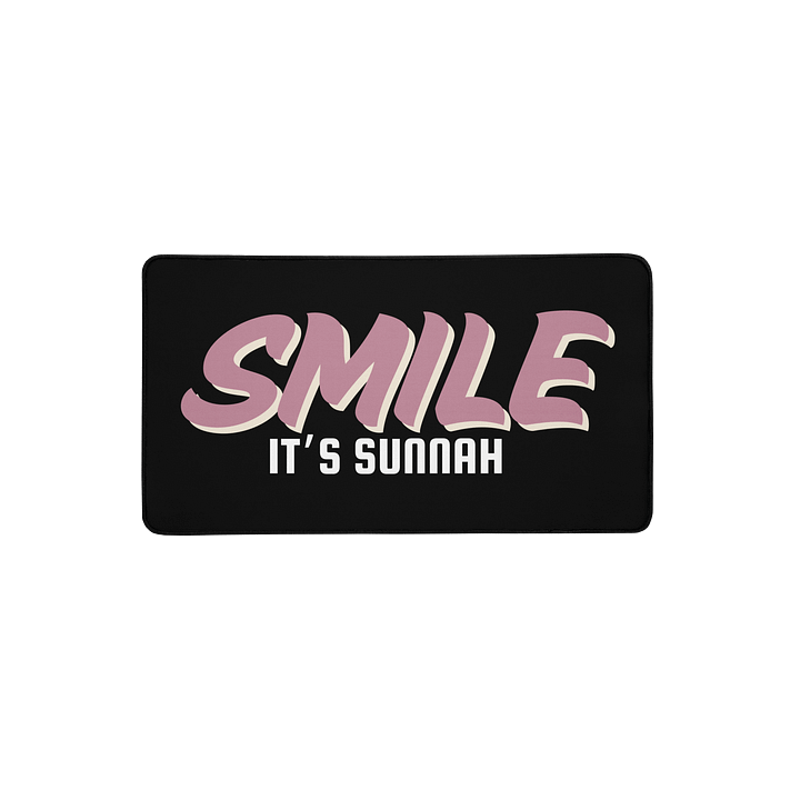 Black "Smile It's Sunnah" Desk Mat in Dusty Rose product image (2)