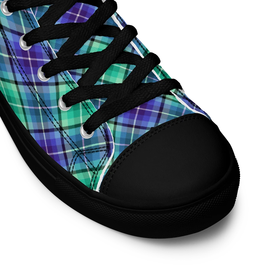 Bright Green and Purple Plaid Men's High Top Shoes product image (11)