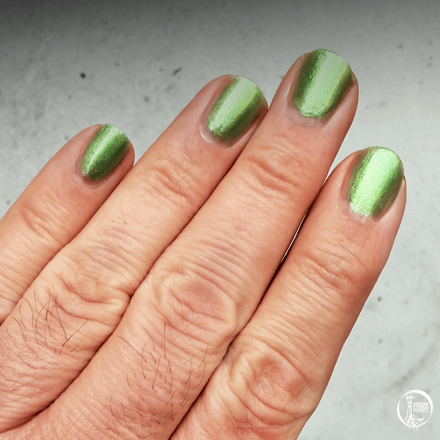 TWO SIZES TOO SMALL - Green Semi-Metallic Nail Polish product image (7)