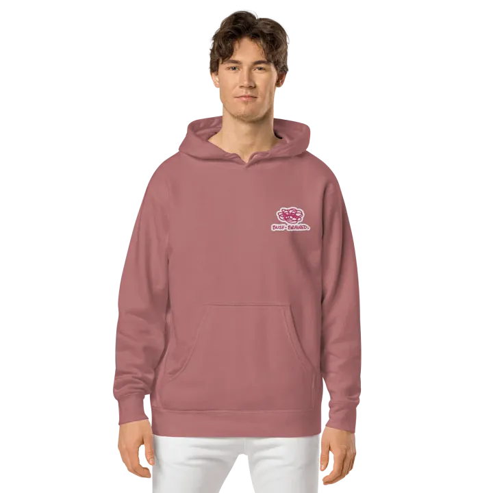 BUSY-BRAINED (L.C. pink bubble design) embroidered pigment hoodie product image (2)