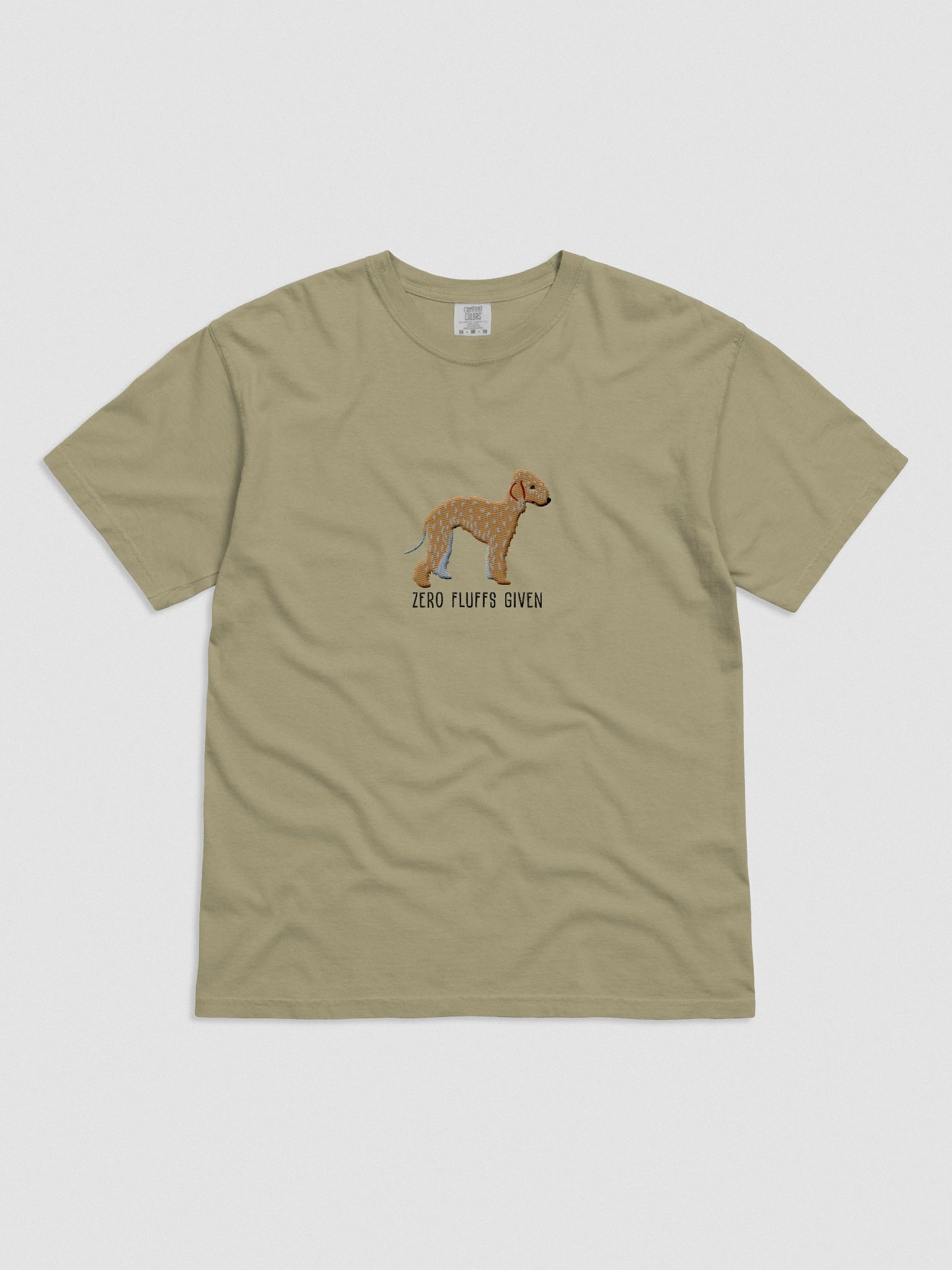 Zero Fluffs Given T-Shirt(Embroidered) of a Bedlington Terrier(Tan) product image (4)