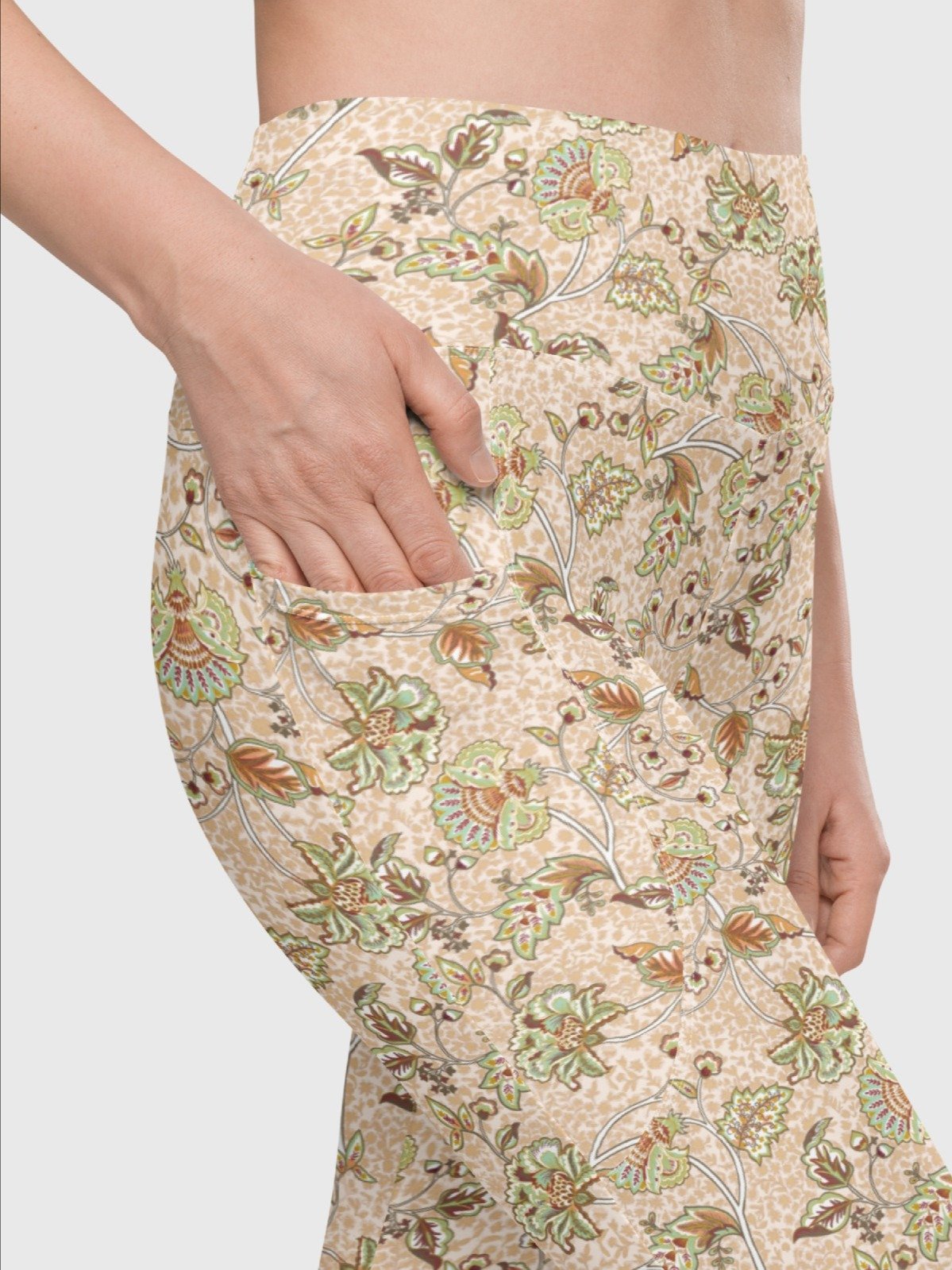 Leggings with Pockets "Elegant Neutral Beige Chintz" product image (2)