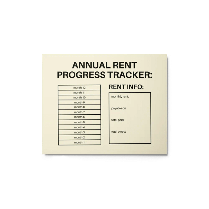 ANNUAL RENT TRACKER (black design 11) product image (1)