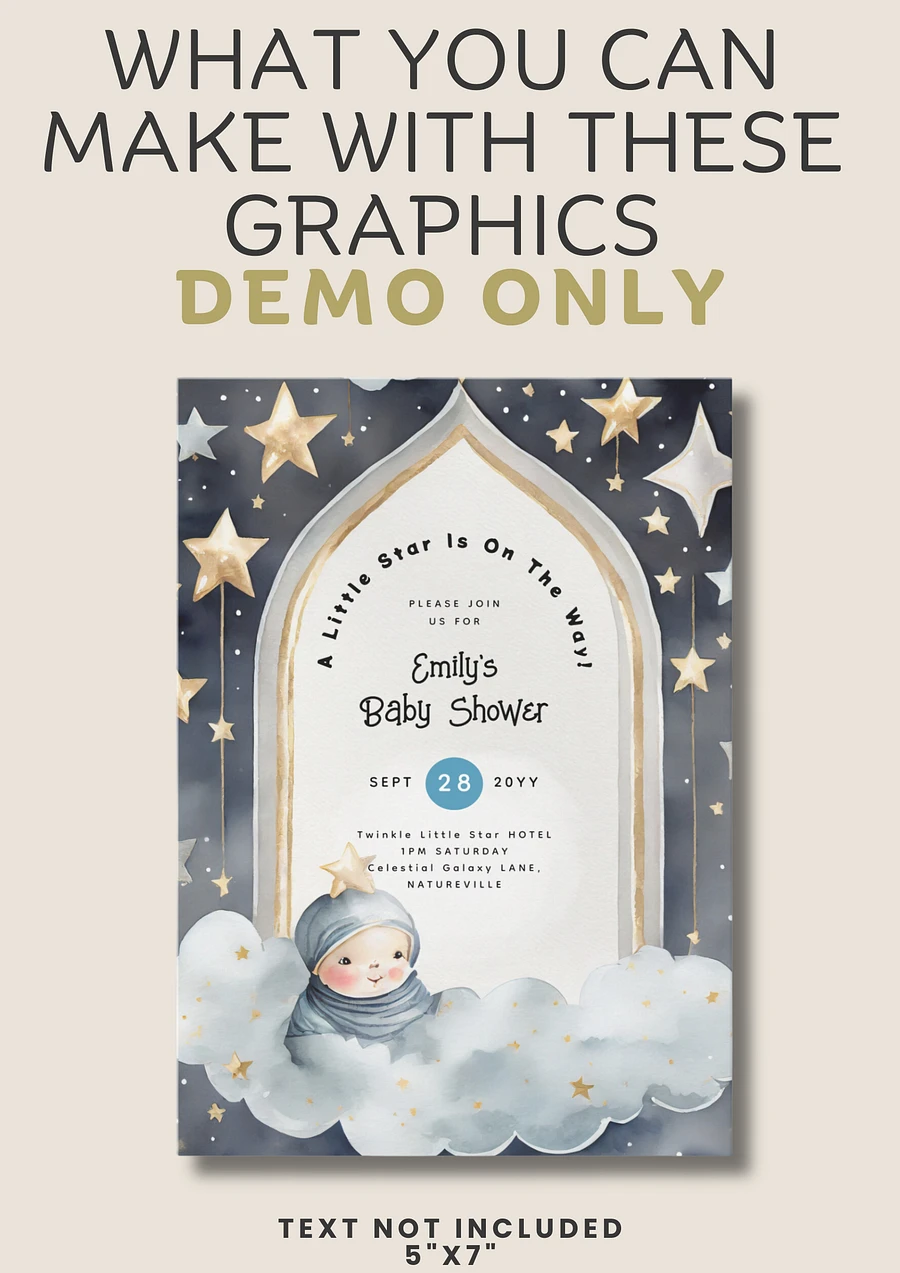 Twinkle Little Star Baby Shower and 1st Birthday Invitation Graphics Bundle product image (6)