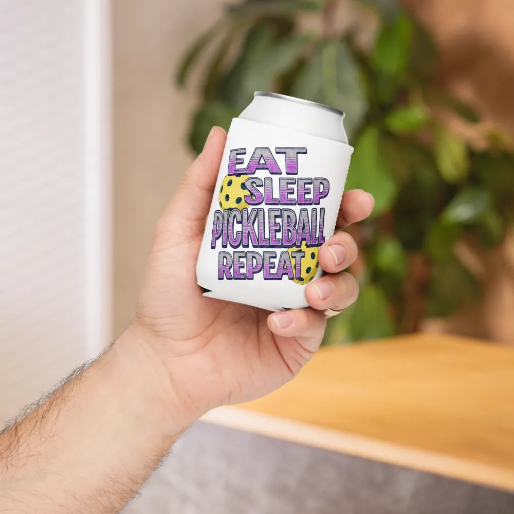 Eat Sleep Pickleball Repeat Angle Gradient Purple Can Cooler product image (5)