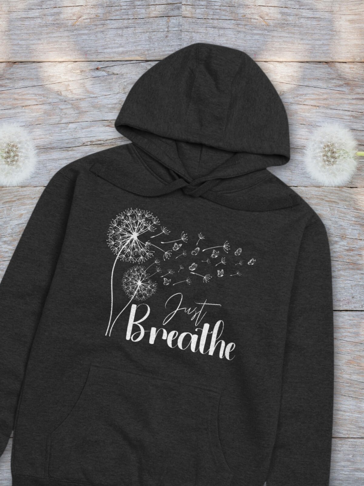 Just Breathe White Dandelion Cotton Heritage Hoodie product image (1)