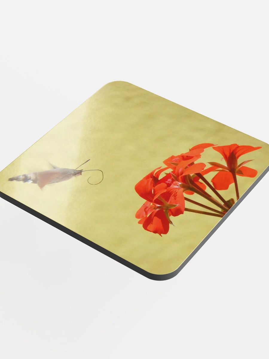 The hummingbird hawk-moth - Glossed Cork Coaster product image (4)