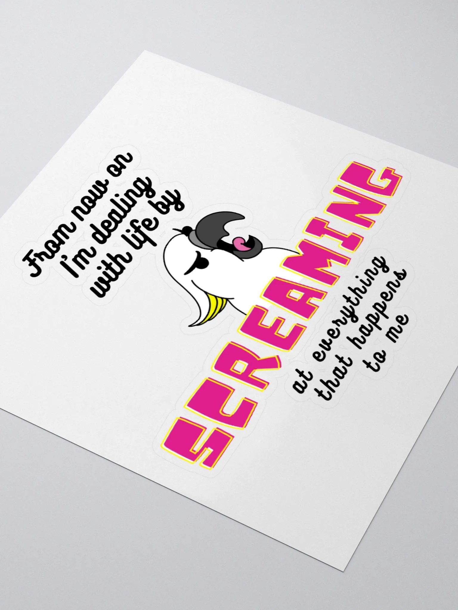 Screaming Cockatoo Sticker With Text product image (3)