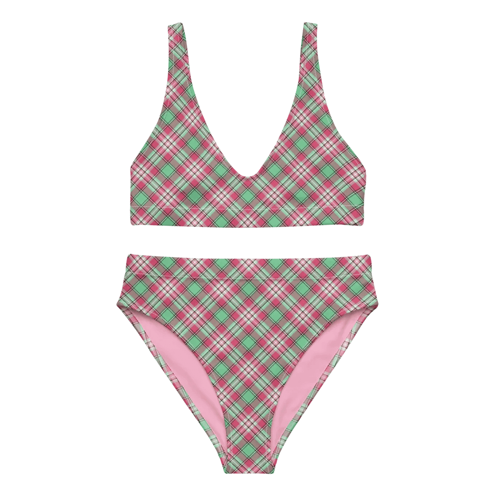 Mint Green and Pink Plaid Bikini product image (2)