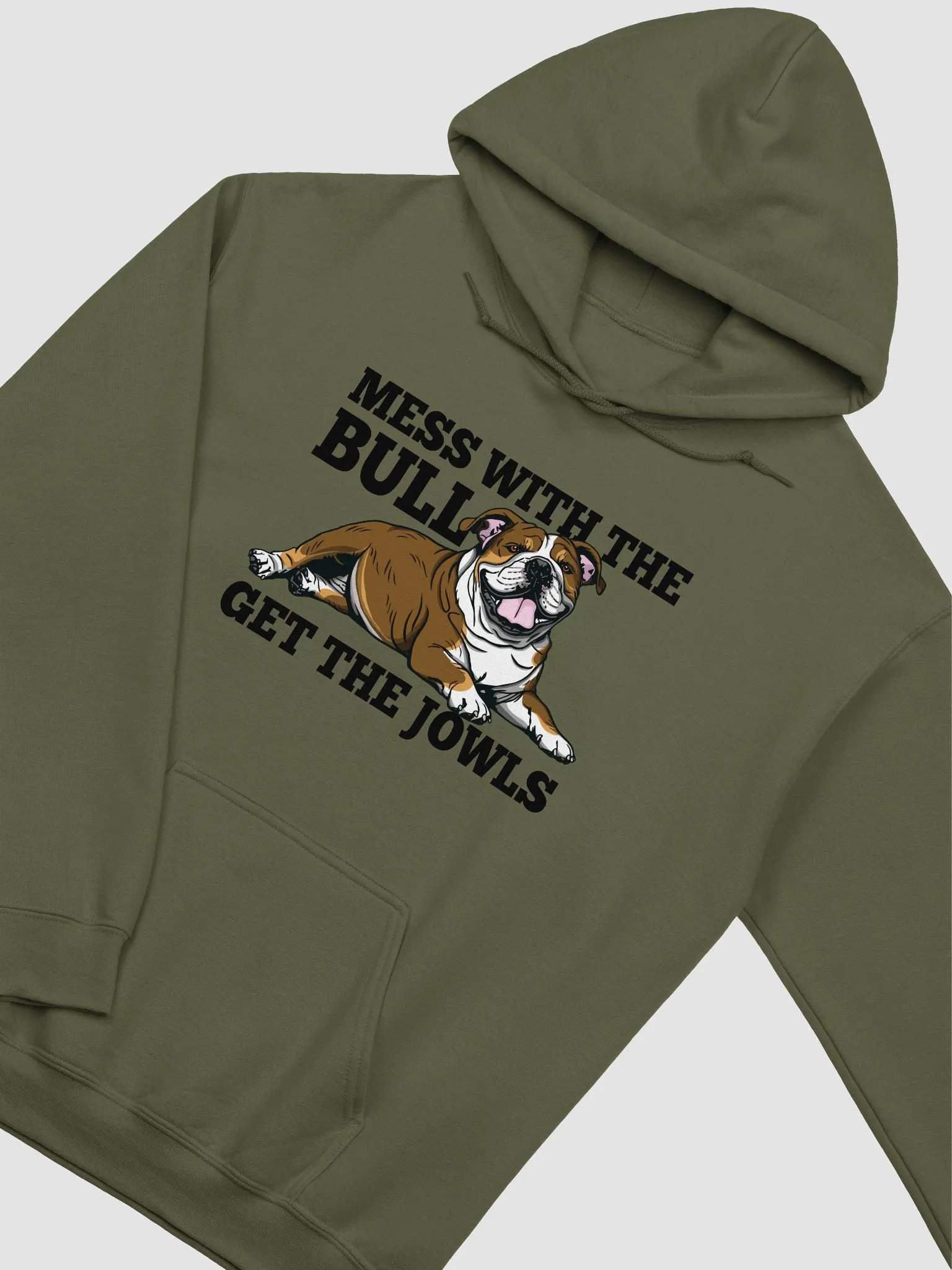 Mess with the Bull, Get the Jowls Hooded Sweatshirt of an English Bulldog(Tricolor) | Funny Hoodie for Bulldog Paw-rents product image (17)