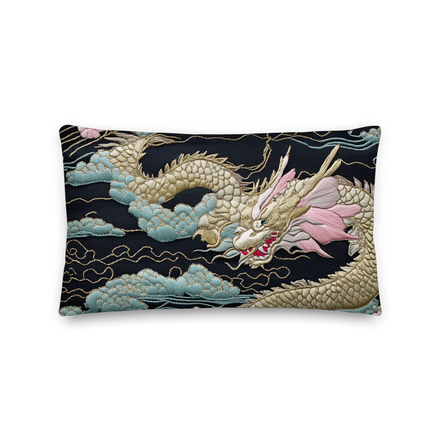 Silk Embroidered-look Dragon Premium Pillow product image (3)