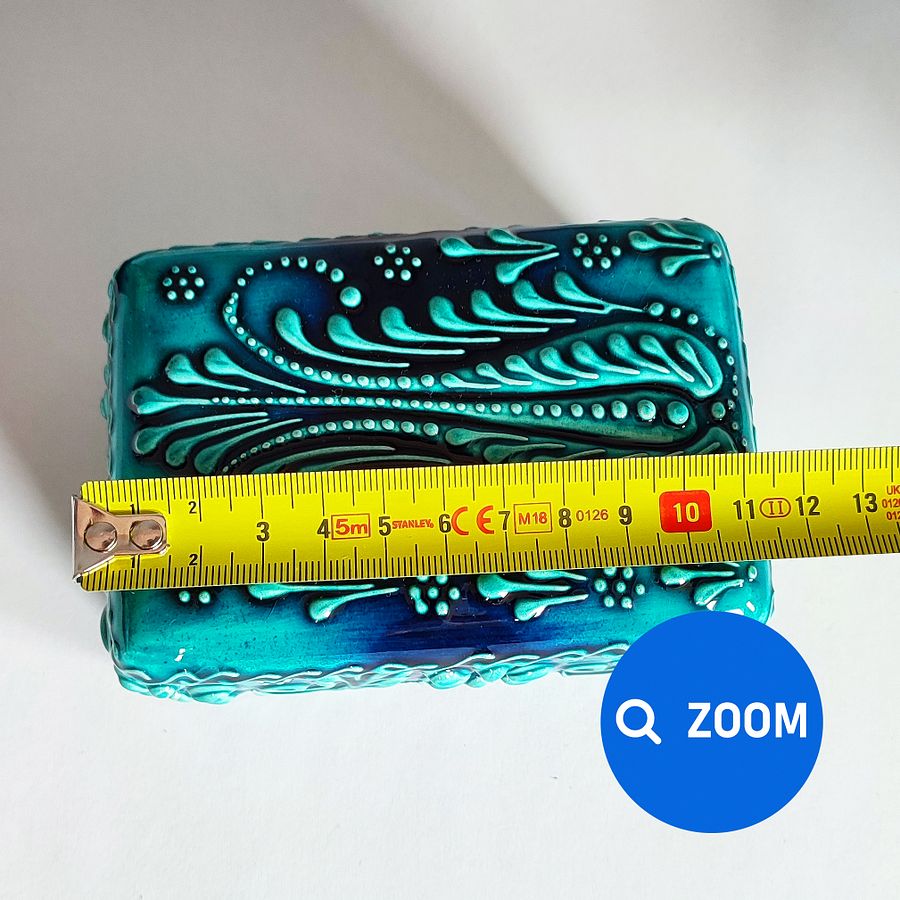 Ceramic jewelry box, turquoise/green/emerald — handmade pottery product image (8)