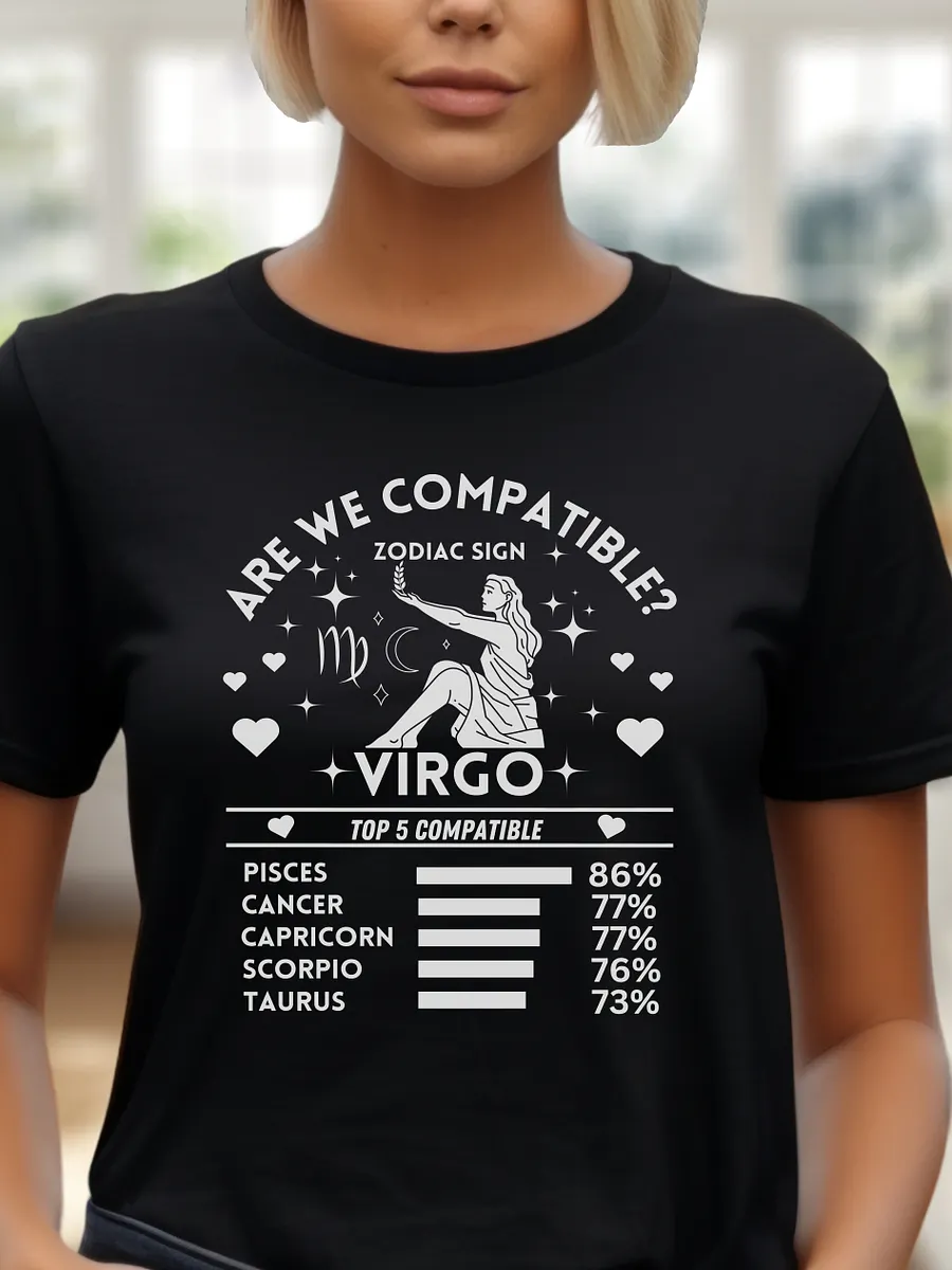 Virgo Zodiac Sign Romantic Compatibility T-Shirt - Bella Canvas 3001 Unisex Staple T-Shirt - Dark Colors product image (1)
