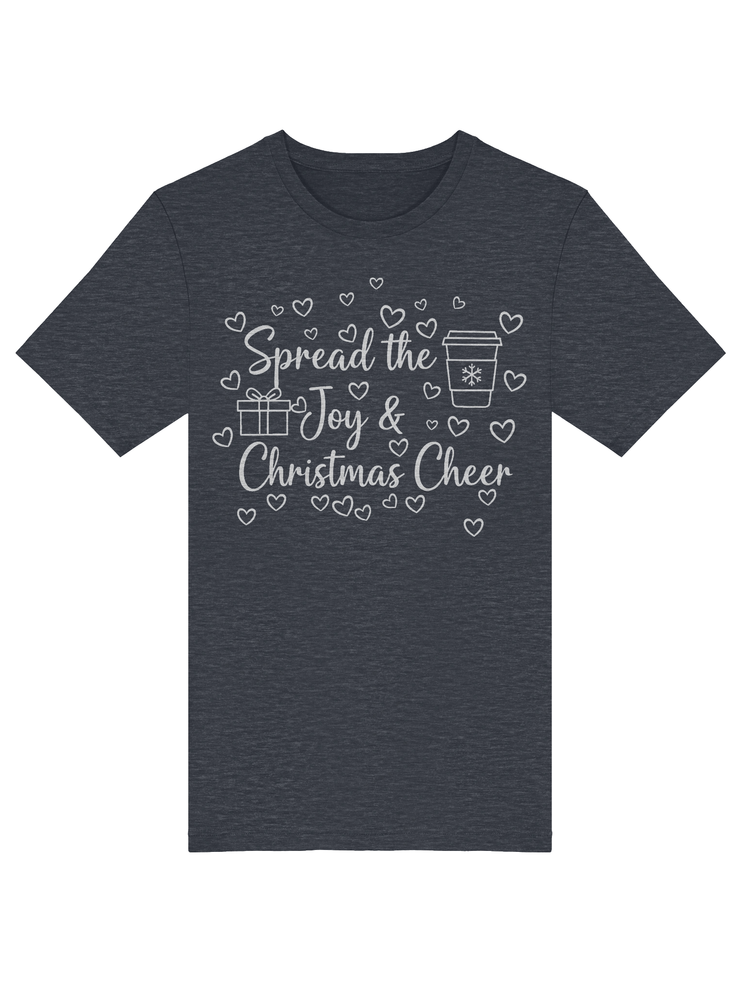 Spread the Joy & Christmas Cheer T-Shirt – Cute Holiday Coffee Hearts Gift Tee product image (17)