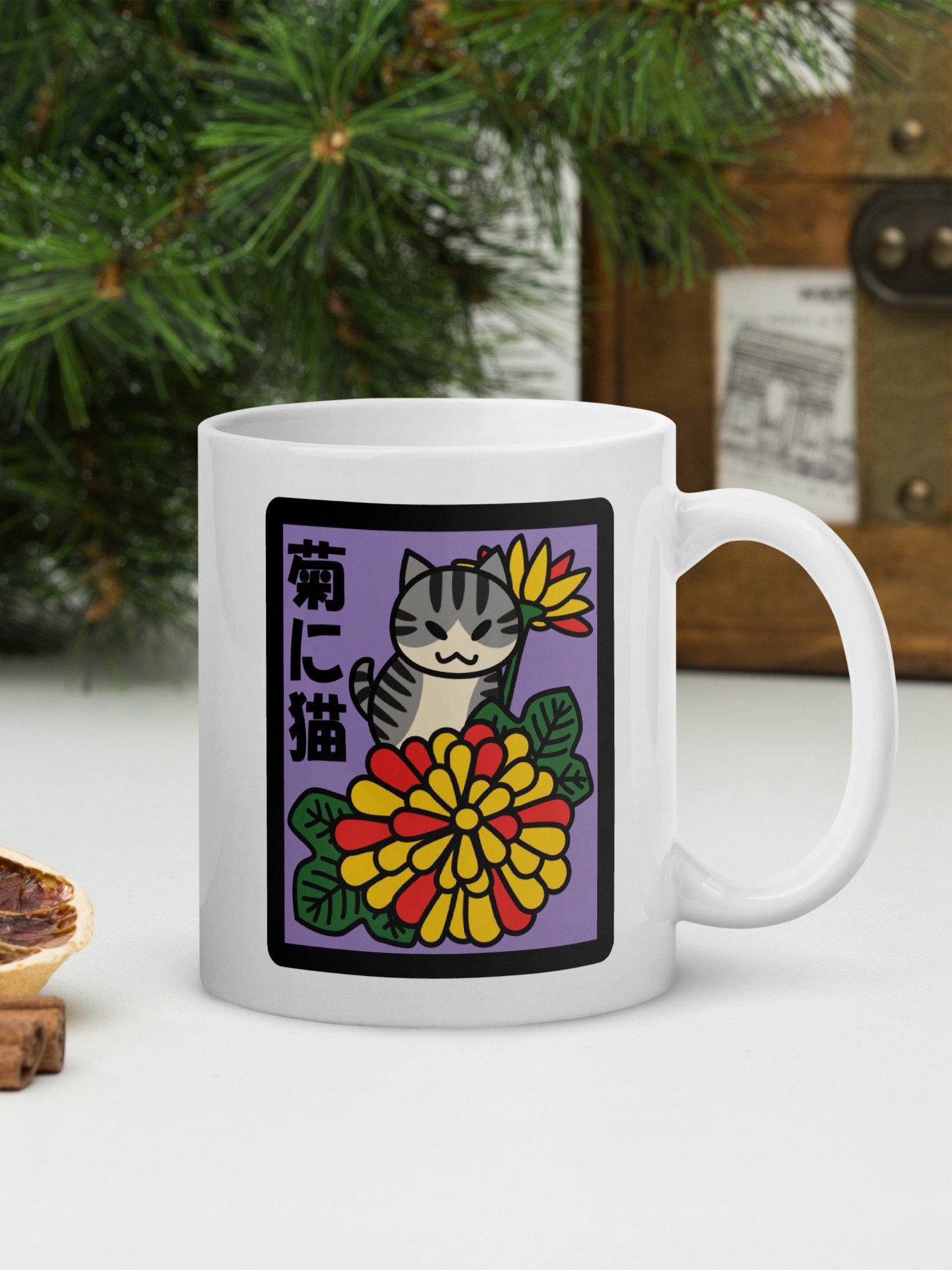 September Hanafuda Japanese Playing Card Cat 11 oz Mug product image (1)