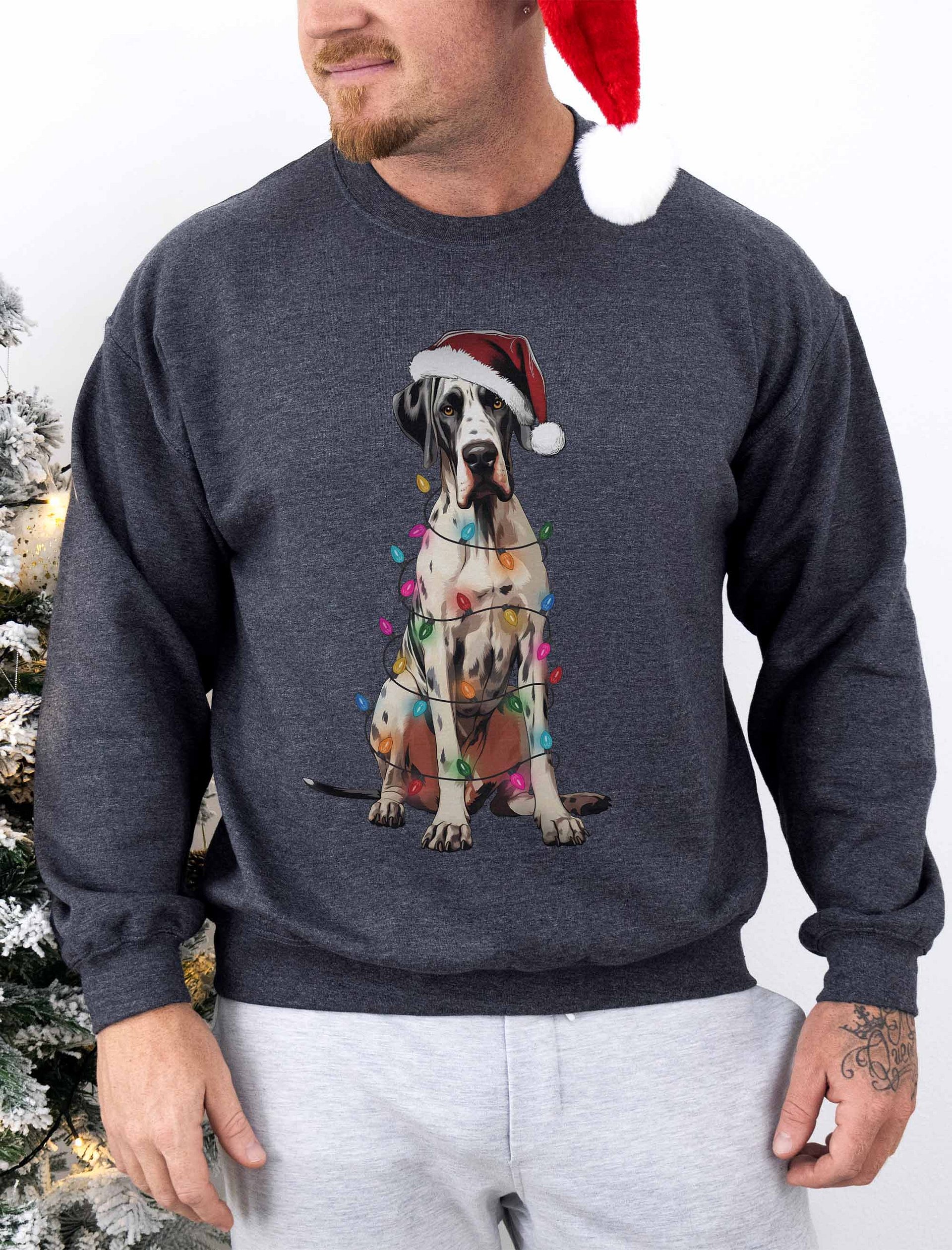 Funny Great Dane(Harlequin) Christmas Sweatshirt for Great Dane Paw-rents product image (1)
