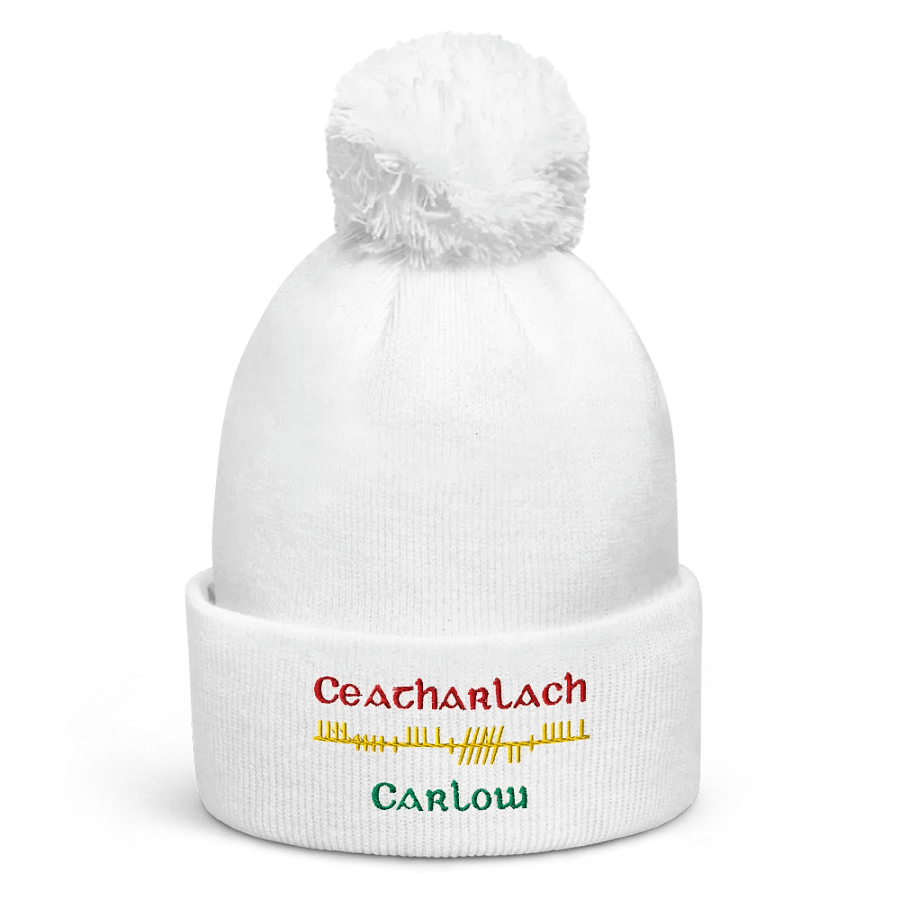 Carlow/Ceatharlach, Orthodox Style Ogham embroidered Pom-Pom Beanie product image (1)
