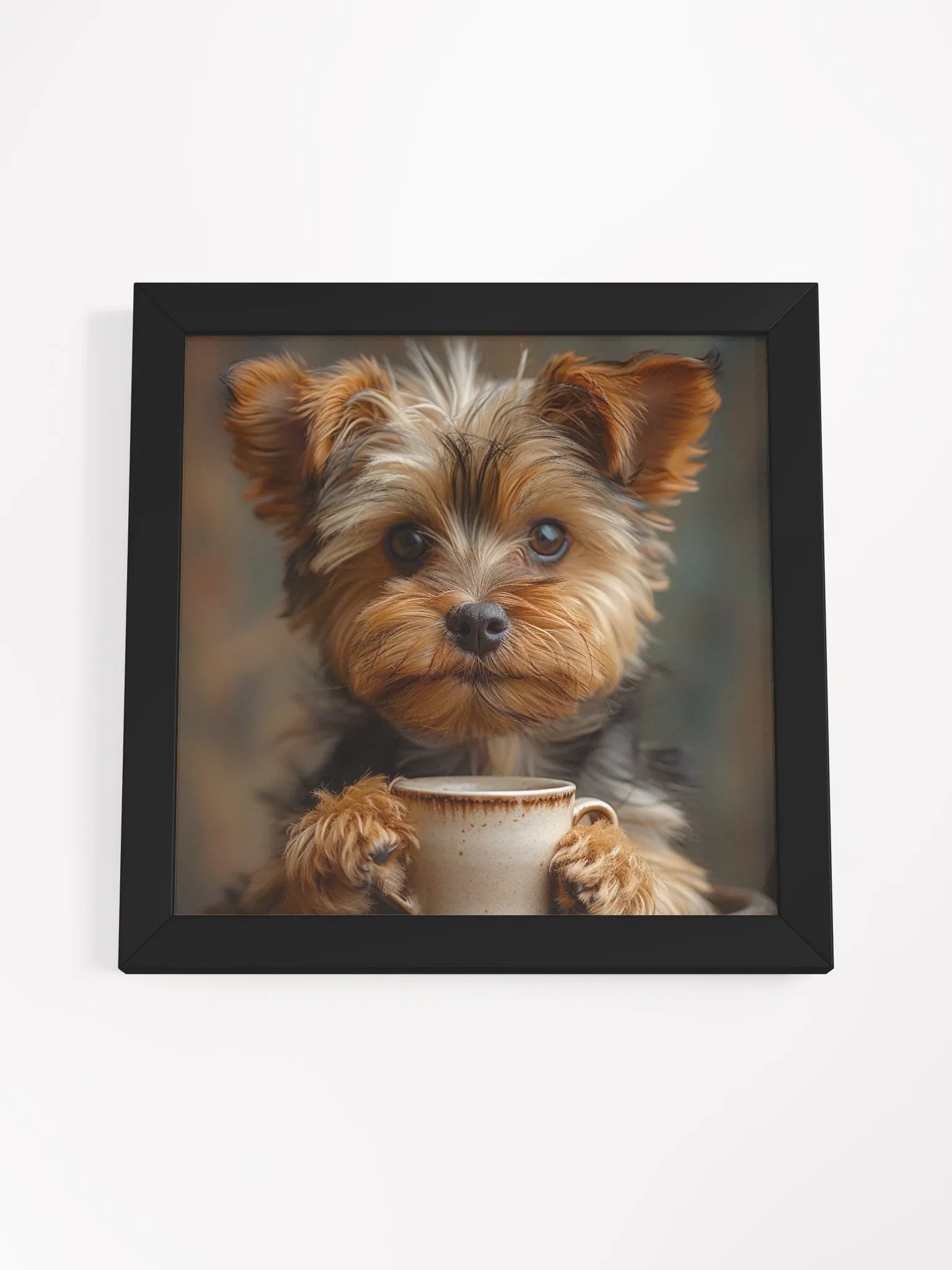 Coffee Lover Cute Yorkshire Terrier Dog Framed Wall Art product image (17)