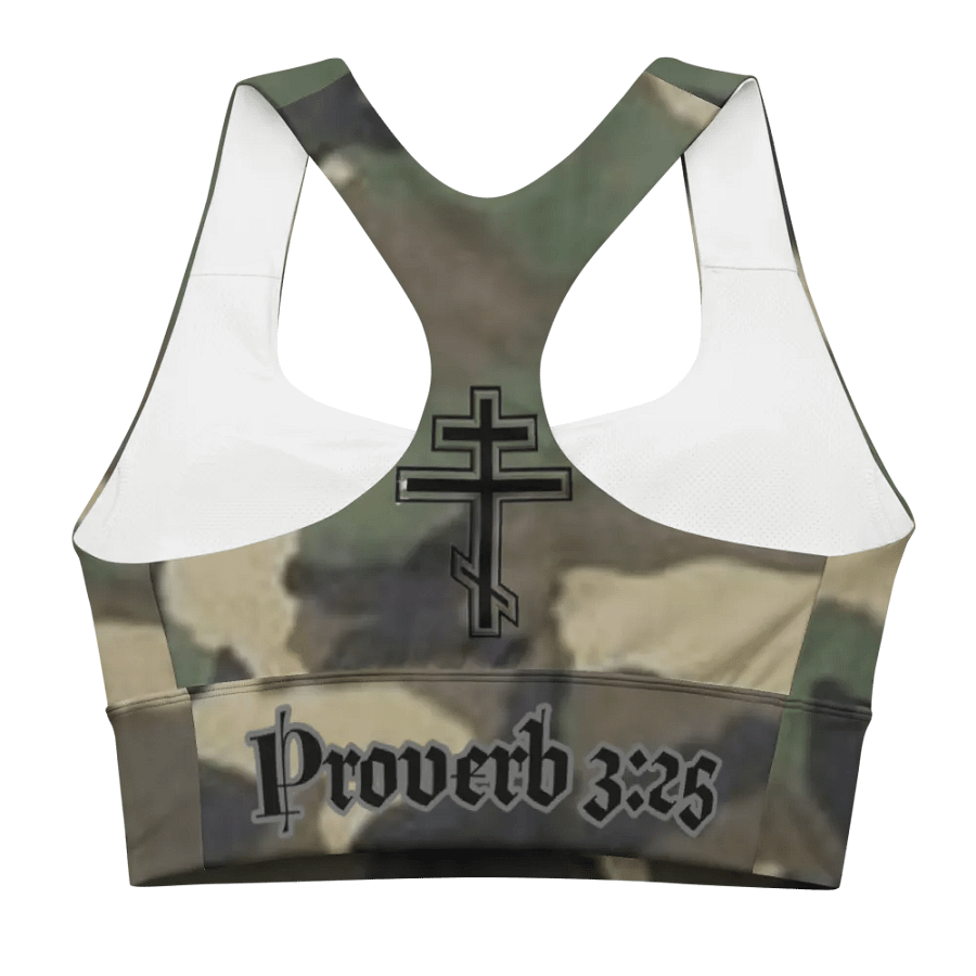 Faithful Camo: Proverb 3:25 Longline Sports Bra - Woodland product image (3)