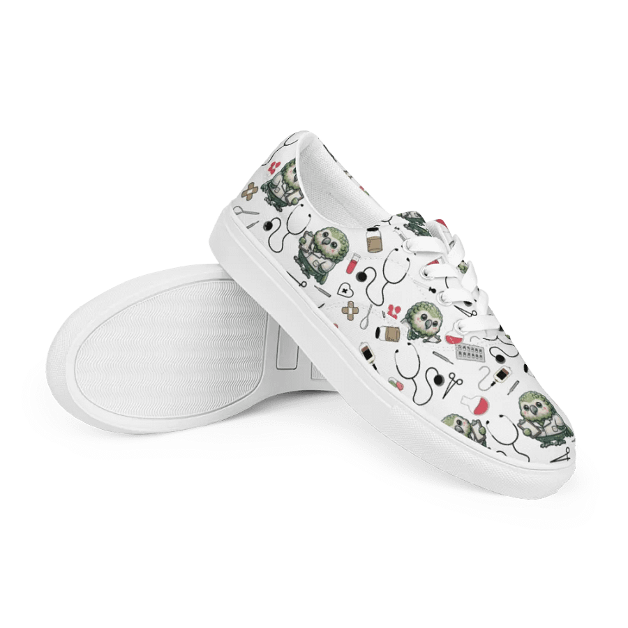 Cute Medical Kakapo Lace-up Canvas Shoes (White) product image (7)