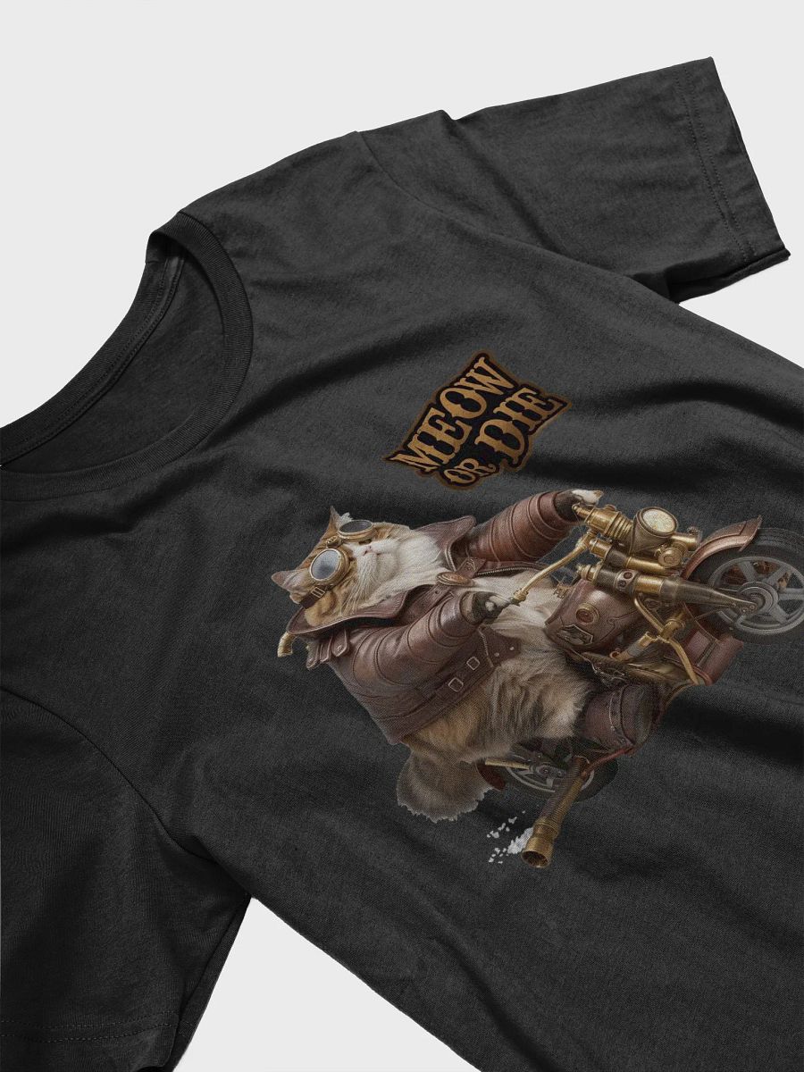 Meow or Die Steampunk Cat Biker T-Shirt product image (3)