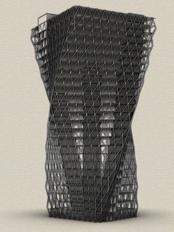 Exoskeleton Parametric Tower Facade Design Grasshopper Rhino Files Download product image (4)
